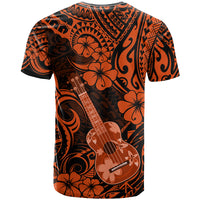 Hawaii Ukulele T Shirt Polynesian Pattern Orange Version - Wonder Print Shop