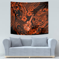 Hawaii Ukulele Tapestry Polynesian Pattern Orange Version - Wonder Print Shop