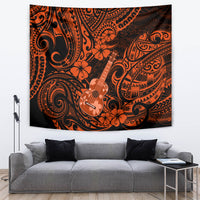 Hawaii Ukulele Tapestry Polynesian Pattern Orange Version - Wonder Print Shop