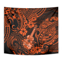 Hawaii Ukulele Tapestry Polynesian Pattern Orange Version - Wonder Print Shop