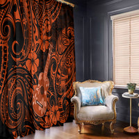 Hawaii Ukulele Window Curtain Polynesian Pattern Orange Version - Wonder Print Shop