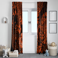 Hawaii Ukulele Window Curtain Polynesian Pattern Orange Version - Wonder Print Shop