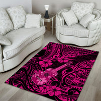 Hawaii Ukulele Area Rug Polynesian Pattern Pink Version - Wonder Print Shop