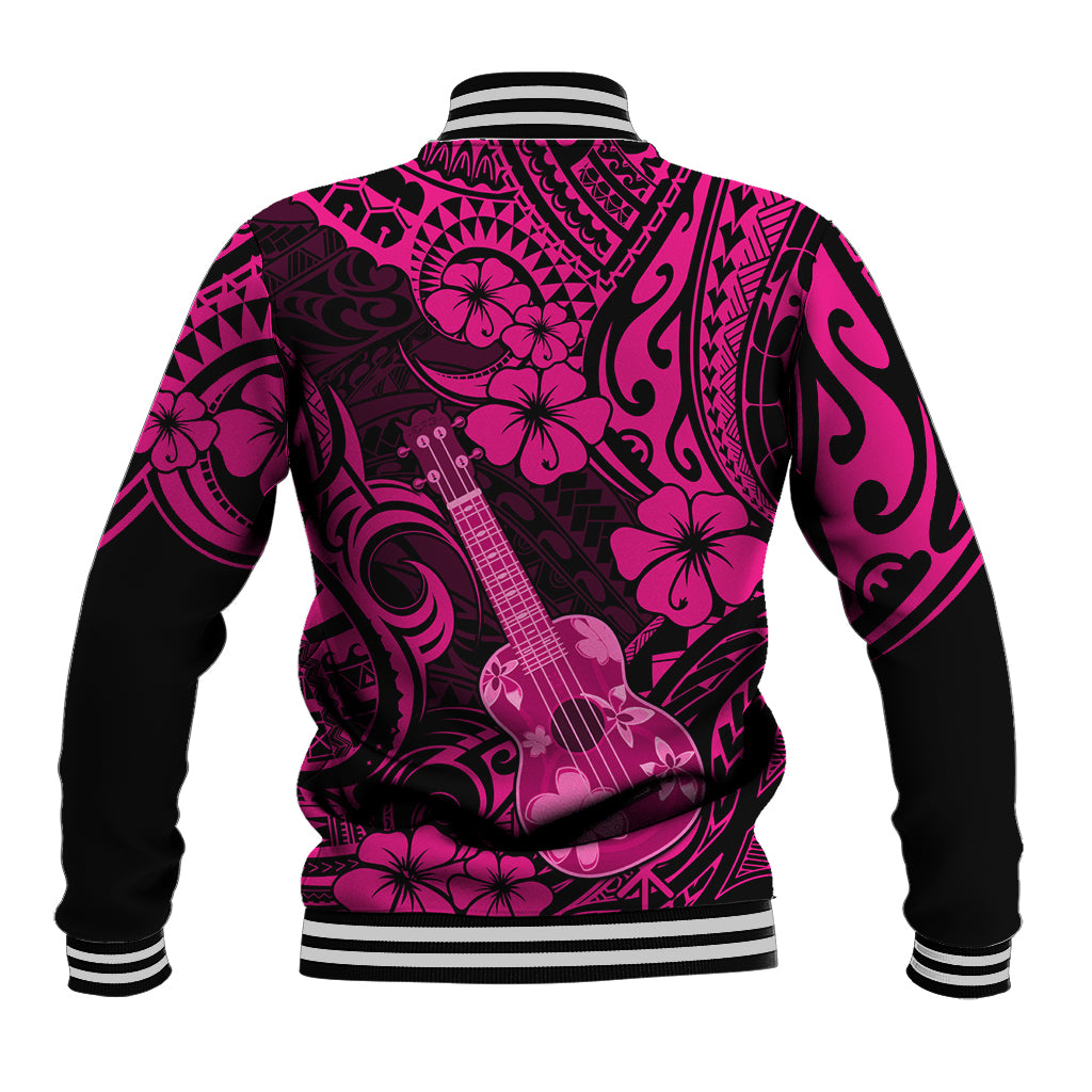 Hawaii Ukulele Baseball Jacket Polynesian Pattern Pink Version - Wonder Print Shop