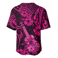 Hawaii Ukulele Baseball Jersey Polynesian Pattern Pink Version - Wonder Print Shop
