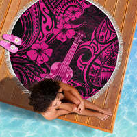 Hawaii Ukulele Beach Blanket Polynesian Pattern Pink Version - Wonder Print Shop