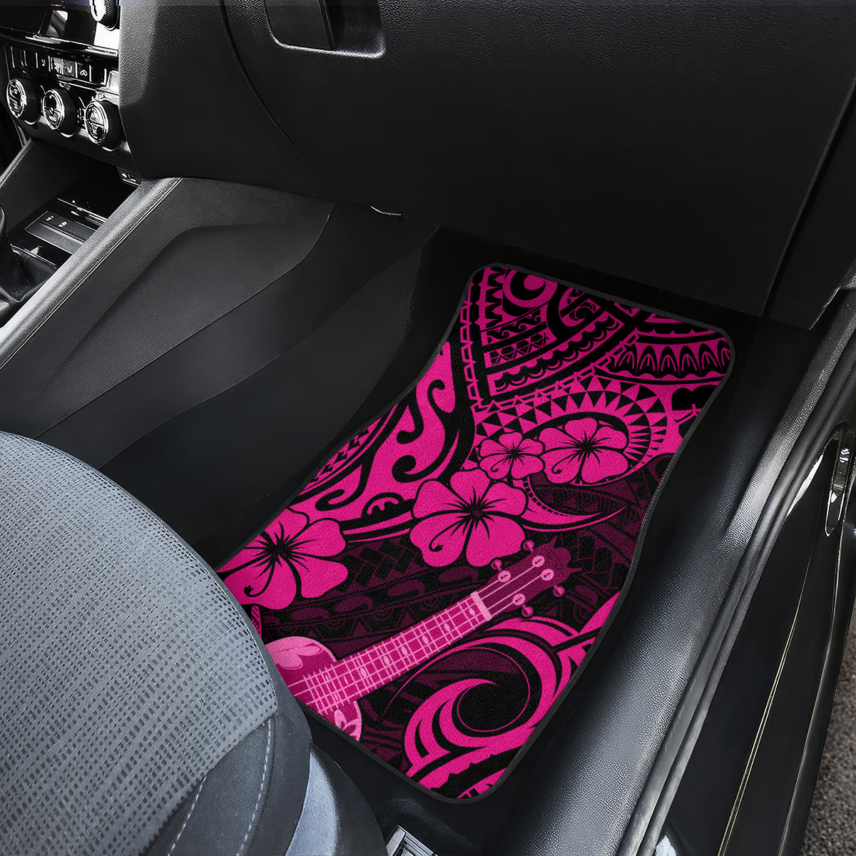 Hawaii Ukulele Car Mats Polynesian Pattern Pink Version - Wonder Print Shop
