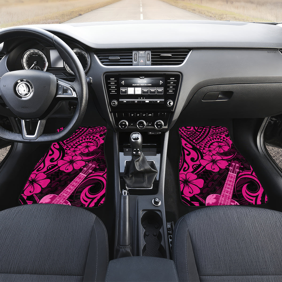 Hawaii Ukulele Car Mats Polynesian Pattern Pink Version - Wonder Print Shop