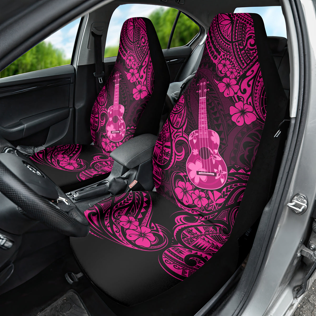 Hawaii Ukulele Car Seat Cover Polynesian Pattern Pink Version - Wonder Print Shop