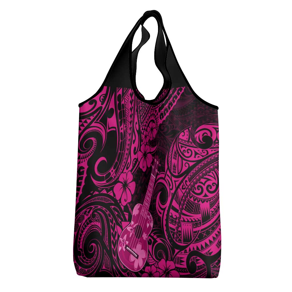Hawaii Ukulele Grocery Bag Polynesian Pattern Pink Version