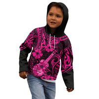 Hawaii Ukulele Kid Hoodie Polynesian Pattern Pink Version - Wonder Print Shop