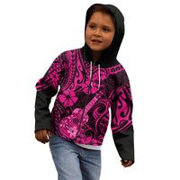 Hawaii Ukulele Kid Hoodie Polynesian Pattern Pink Version - Wonder Print Shop