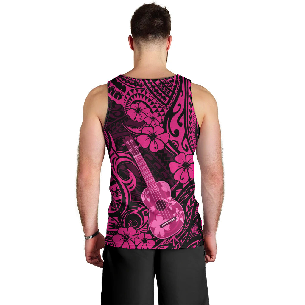 Hawaii Ukulele Men Tank Top Polynesian Pattern Pink Version - Wonder Print Shop