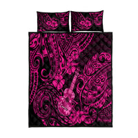 Hawaii Ukulele Quilt Bed Set Polynesian Pattern Pink Version - Wonder Print Shop