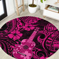 hawaii-ukulele-round-carpet-polynesian-pattern-pink-version