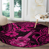 hawaii-ukulele-round-carpet-polynesian-pattern-pink-version