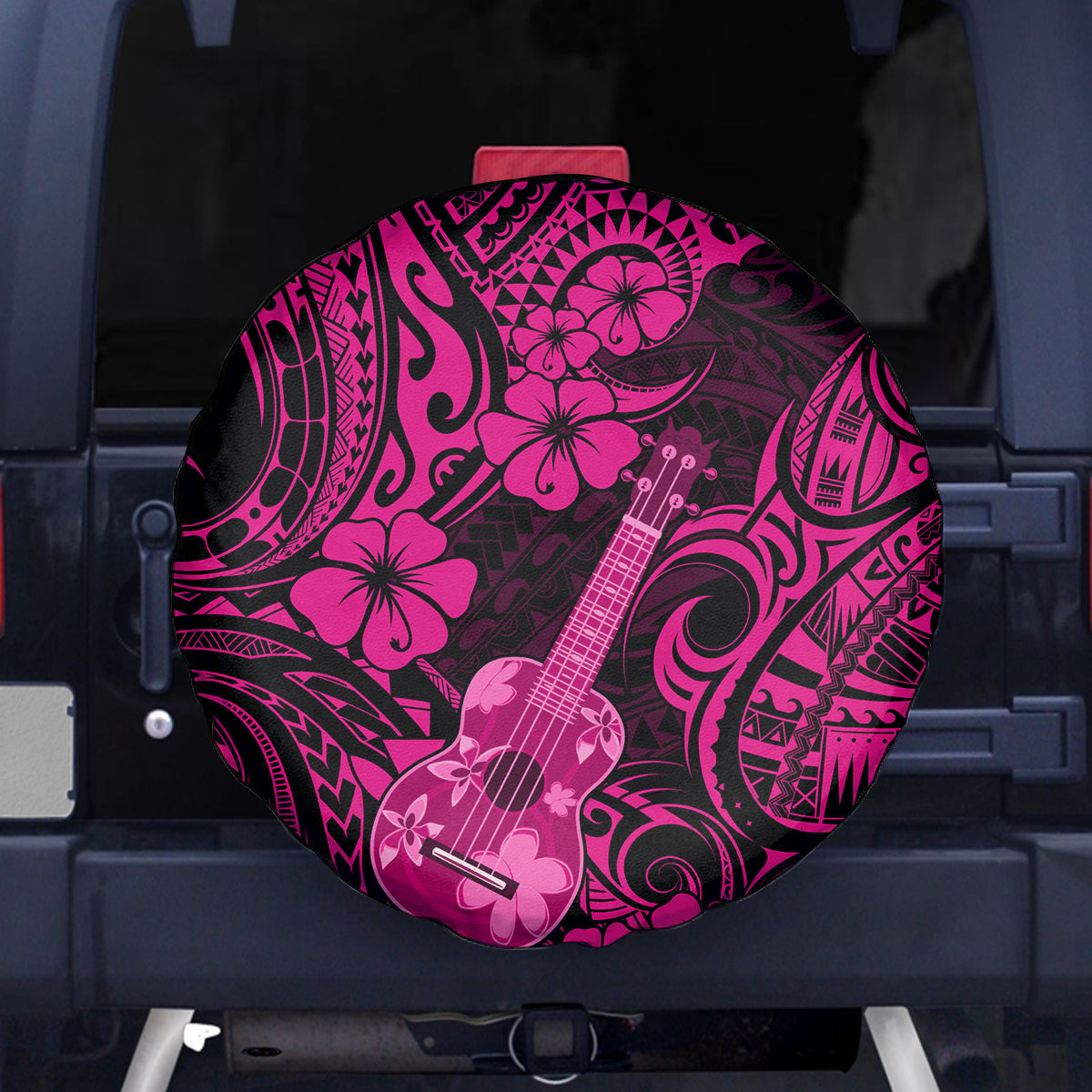Hawaii Ukulele Spare Tire Cover Polynesian Pattern Pink Version - Wonder Print Shop