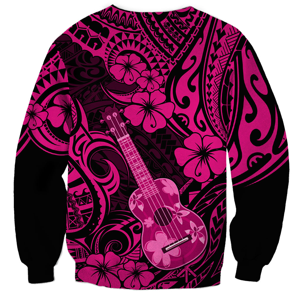 Hawaii Ukulele Sweatshirt Polynesian Pattern Pink Version - Wonder Print Shop