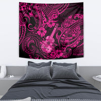Hawaii Ukulele Tapestry Polynesian Pattern Pink Version - Wonder Print Shop