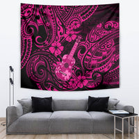 Hawaii Ukulele Tapestry Polynesian Pattern Pink Version - Wonder Print Shop