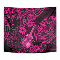 Hawaii Ukulele Tapestry Polynesian Pattern Pink Version - Wonder Print Shop
