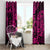 Hawaii Ukulele Window Curtain Polynesian Pattern Pink Version - Wonder Print Shop