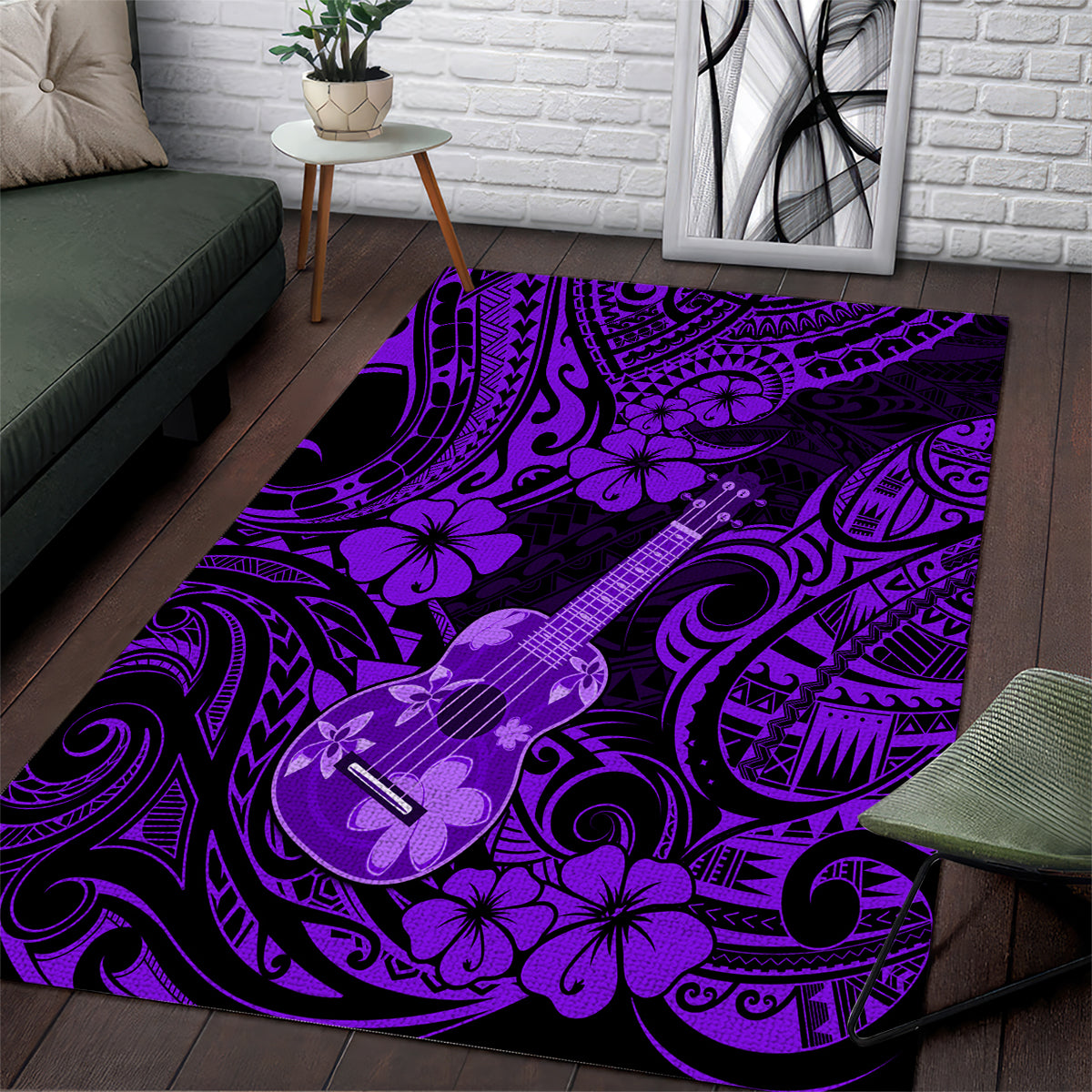 hawaii-ukulele-area-rug-polynesian-pattern-purple-version