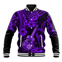 Hawaii Ukulele Baseball Jacket Polynesian Pattern Purple Version - Wonder Print Shop