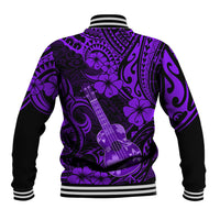 Hawaii Ukulele Baseball Jacket Polynesian Pattern Purple Version - Wonder Print Shop
