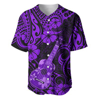 Hawaii Ukulele Baseball Jersey Polynesian Pattern Purple Version - Wonder Print Shop