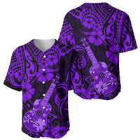 Hawaii Ukulele Baseball Jersey Polynesian Pattern Purple Version - Wonder Print Shop
