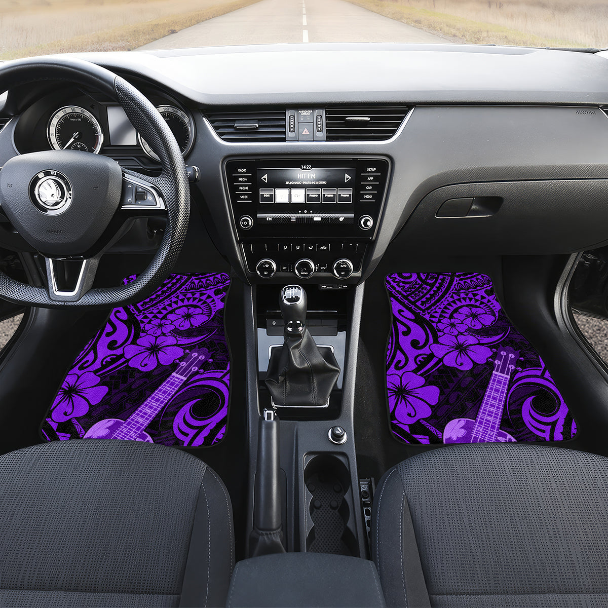 Hawaii Ukulele Car Mats Polynesian Pattern Purple Version - Wonder Print Shop