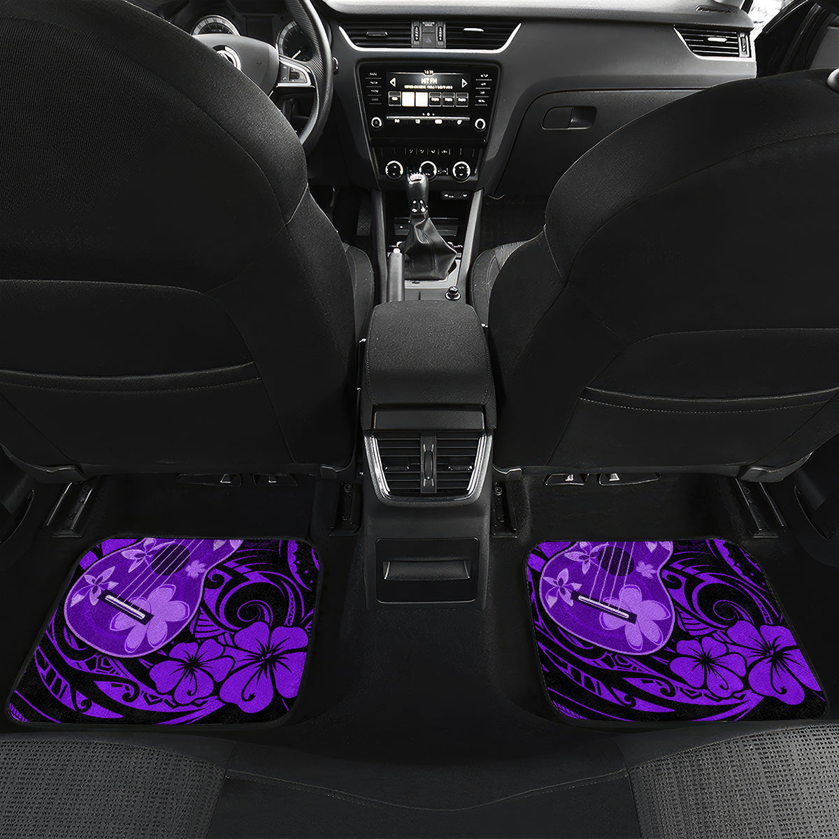 Hawaii Ukulele Car Mats Polynesian Pattern Purple Version - Wonder Print Shop