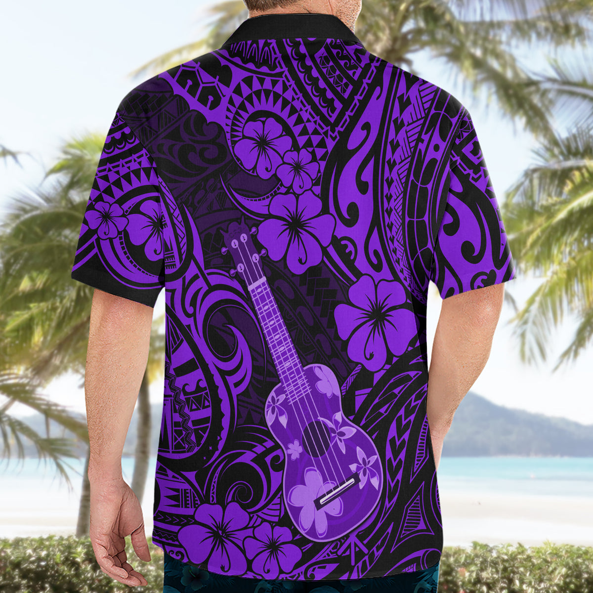 Hawaii Ukulele Hawaiian Shirt Polynesian Pattern Purple Version - Wonder Print Shop