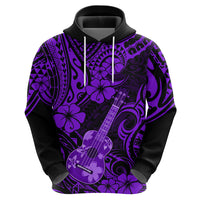 Hawaii Ukulele Hoodie Polynesian Pattern Purple Version - Wonder Print Shop