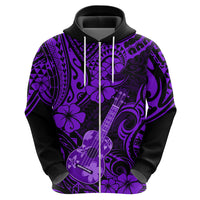 Hawaii Ukulele Hoodie Polynesian Pattern Purple Version - Wonder Print Shop
