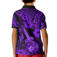 Hawaii Ukulele Kid Polo Shirt Polynesian Pattern Purple Version - Wonder Print Shop