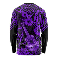 Hawaii Ukulele Long Sleeve Shirt Polynesian Pattern Purple Version - Wonder Print Shop