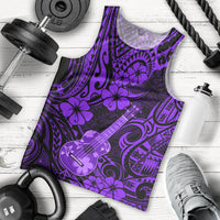 Hawaii Ukulele Men Tank Top Polynesian Pattern Purple Version - Wonder Print Shop