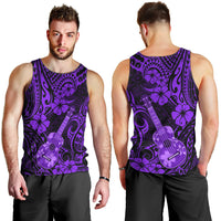 Hawaii Ukulele Men Tank Top Polynesian Pattern Purple Version - Wonder Print Shop