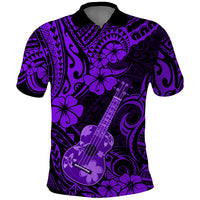 Hawaii Ukulele Polo Shirt Polynesian Pattern Purple Version - Wonder Print Shop