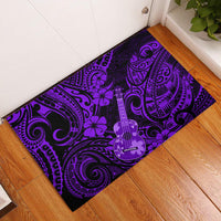 Hawaii Ukulele Rubber Doormat Polynesian Pattern Purple Version - Wonder Print Shop