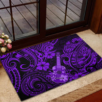 Hawaii Ukulele Rubber Doormat Polynesian Pattern Purple Version - Wonder Print Shop