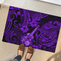 Hawaii Ukulele Rubber Doormat Polynesian Pattern Purple Version - Wonder Print Shop