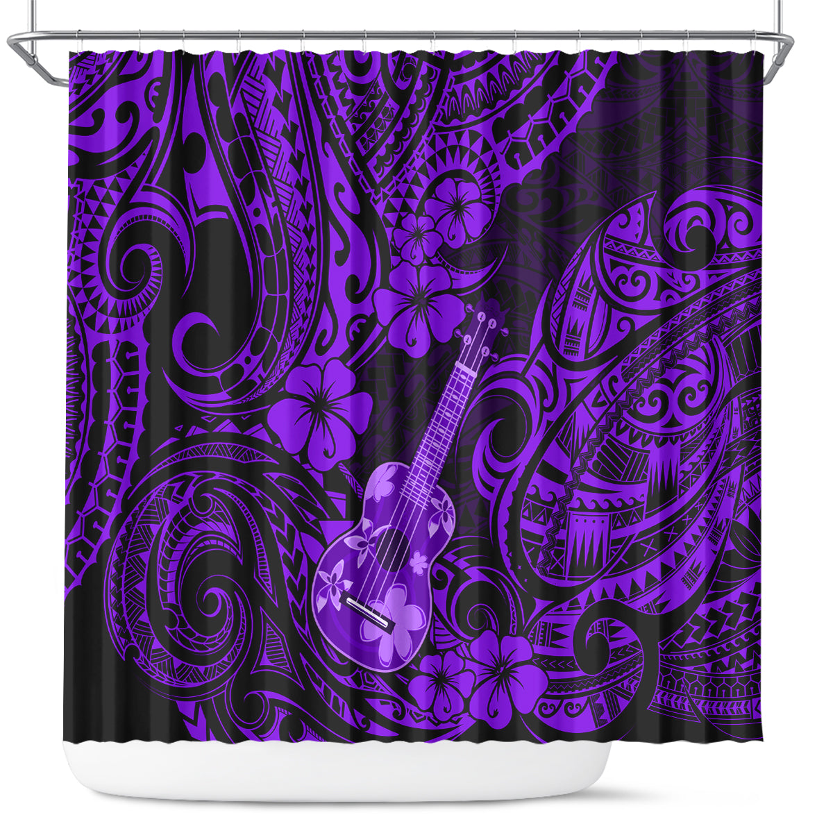 hawaii-ukulele-shower-curtain-polynesian-pattern-purple-version