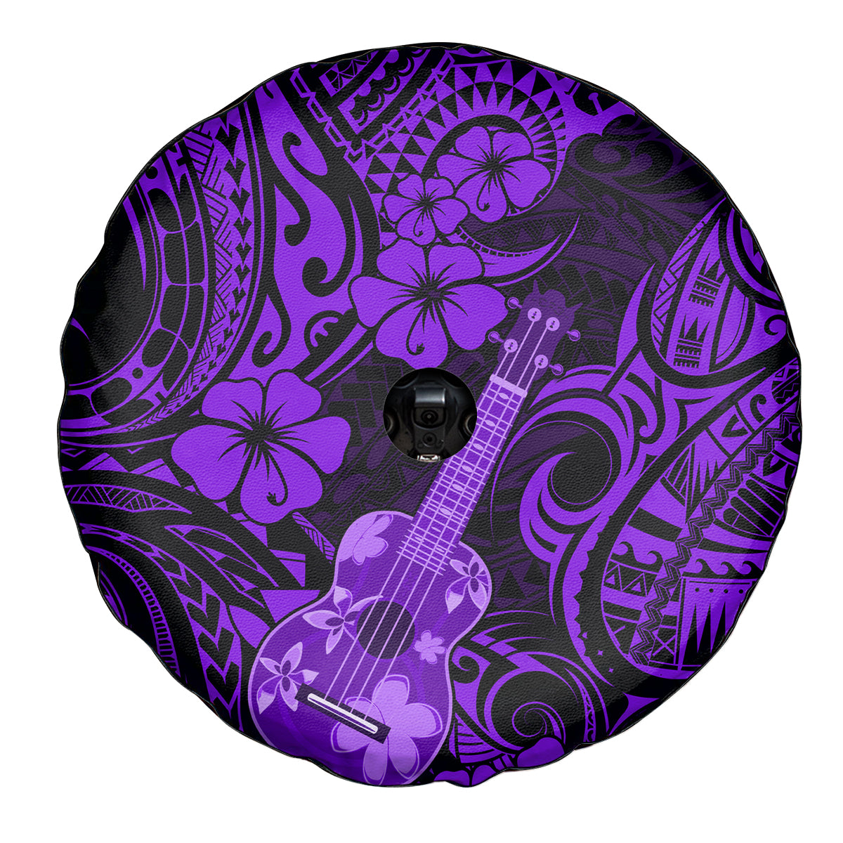 Hawaii Ukulele Spare Tire Cover Polynesian Pattern Purple Version - Wonder Print Shop