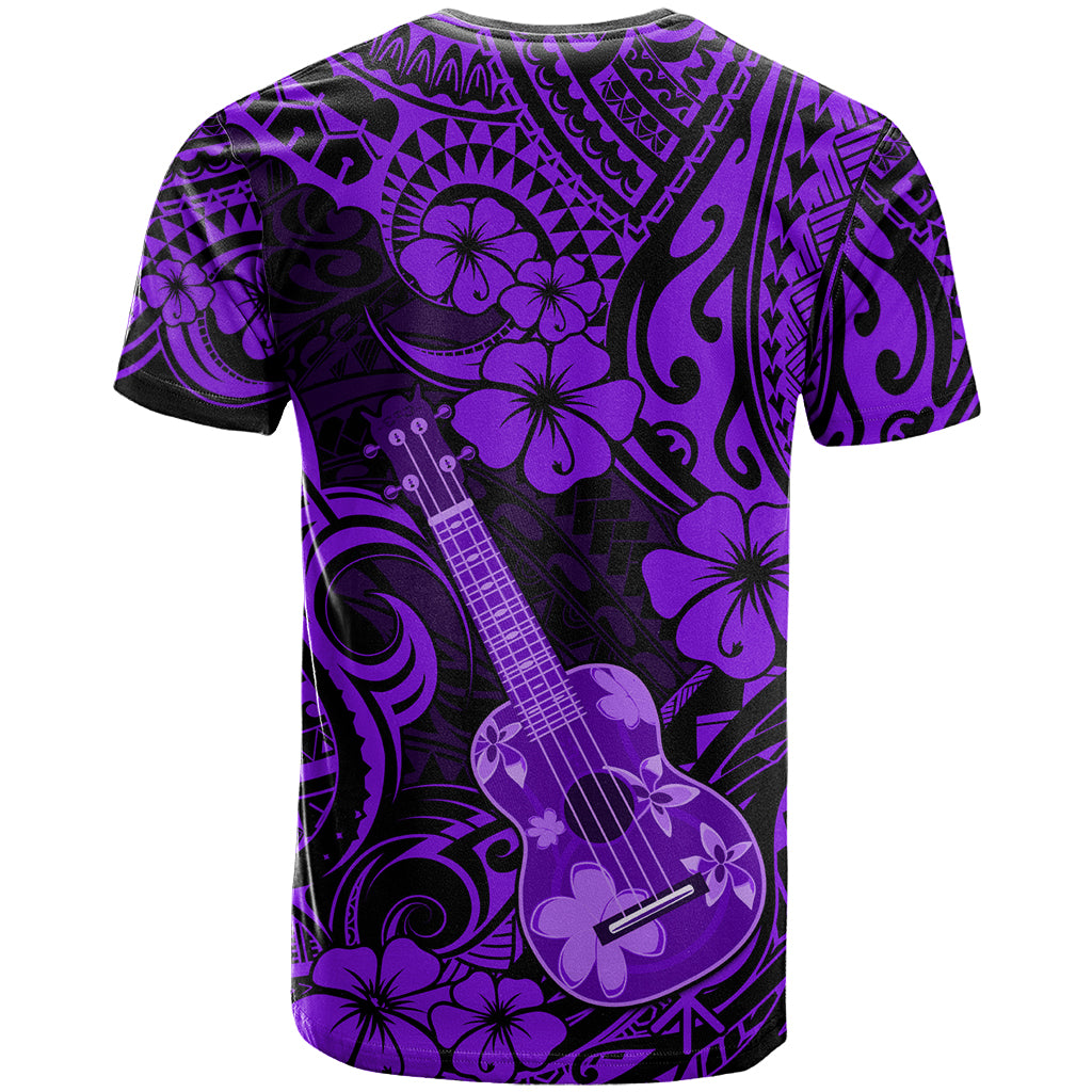 Hawaii Ukulele T Shirt Polynesian Pattern Purple Version - Wonder Print Shop