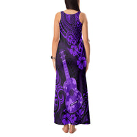 Hawaii Ukulele Tank Maxi Dress Polynesian Pattern Purple Version - Wonder Print Shop