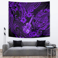 Hawaii Ukulele Tapestry Polynesian Pattern Purple Version - Wonder Print Shop