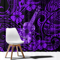 Hawaii Ukulele Window Curtain Polynesian Pattern Purple Version - Wonder Print Shop